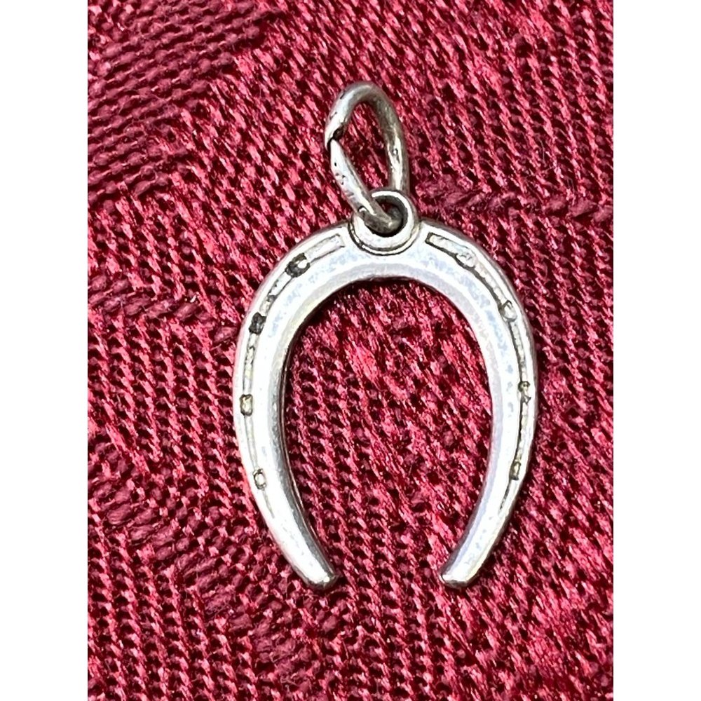 Vtg Lucky Horseshoe Sterling Silver Bracelet Charm Pendant Southwest Cowboy